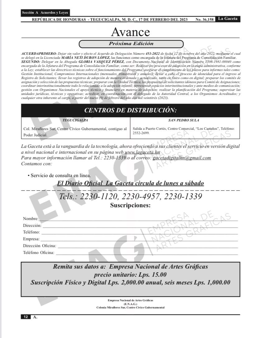 Publicado en el Diario Oficial La Gaceta el decreto que acredita a los magistrados de la Corte Suprema de Justicia para el período 2023 - 2030